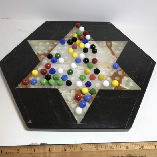 Marble Chinese Checkers Base with Colored Marbles