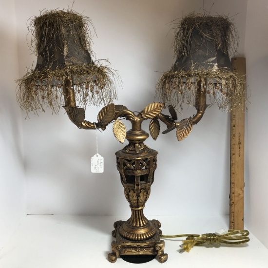 Ornate Gilt Double Light Table Lamp