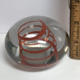 Art Glass Paperweight with Swirled Center