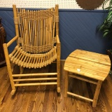 Awesome Bamboo Rocking Chair with Matching Table