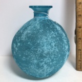 Blue Speckled & Frosted Round Vase