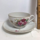 Floral Vintage Occupied Japan Tea Cup & Saucer with Gilt Rim