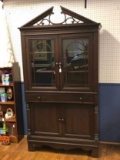 Vintage Mahogany Display Cabinet with Drawer