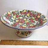 Beautiful Large Ceramic Spring Chintz Pedestal Bowl