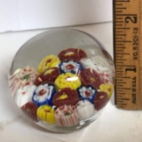 Small Millefiori Glass Paperweight