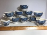 10 pc Vintage Blue & White Cups