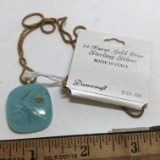 24 Kt Gold Over Sterling Silver Chain & Turquoise Pendant by Danecraft