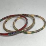 Lot of 3 Cloisonné Bangle Bracelets