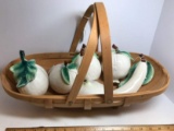 Awesome Set of 6 Walter Hatches Pottery Fruit - Made in Italy in Banana Basket