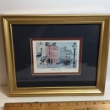 Framed & Matted “Rainbow Row” Print from an Original Watercolor by Emerson