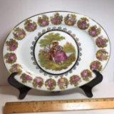 Gloria Fine Porcelain Brilliant Gold 22 Carat Bayreuth Made in Germany Oval Platter w/Stand