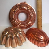 Lot of 3 Copper Tone Jello Mold Wall Hangings