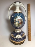 Vintage Porcelain Lamp Base with Victorian Scene