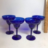 Set of 4 Cobalt Martini Glasses