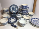 Misc Lot of Vintage Blue & White Tea Cups, Saucers & More