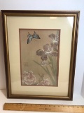 Framed & Matted Oriental Butterfly & Floral Print