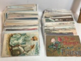 Huge Lot of Vintage Postcards in Plastic Sleeves