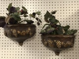 Pair of Resin Floral Wall Sconces