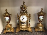 3 pc Brass Imperial Clock Set Made in Italy with Key