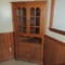 Maple Kitchen Corner Cupboard with 12 Pane Glass Doubl Doors Over Shelf & Cabinet Doors