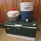 Vintage Coleman Coolers with Vagabond Thermos see photo