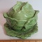 Vintage Ceramic Green Cabbage Covered Bowl with Underplate