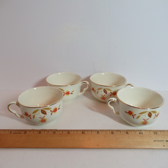 Hall Jewel Tea "Autumn Leaf" Tea Cups Lot of 4