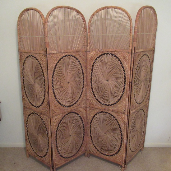 Wicker Folding 4 - panel Screen