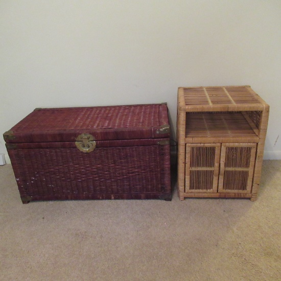 Wicker Chest & Side Table
