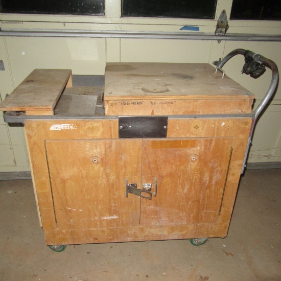 Rolling Wooden Work Bench - See Photo