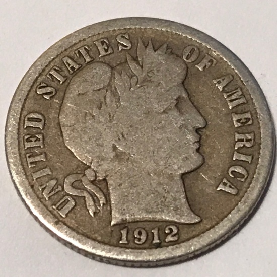1912 Silver Barber Dime