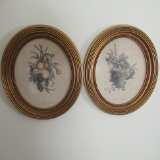 Pair of Oval Framed Floral Prints