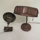 Vintage General Desk Lamp & Brass Farberware Adjusta-Lite Clip-on Lamp