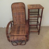 Rattan Lounge Chair & Tall Side Table