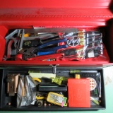 Assorted Tools in Red Metal Box