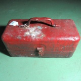 Assorted Tools in Old Red Metal Box