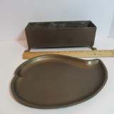 Brass Planter & Brass Leaf Shape Tray