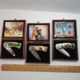 3 Commemorative Knives in Wood Boxes Deer, 9-1-1 Fireman & Angel, Statue of Liberty - China