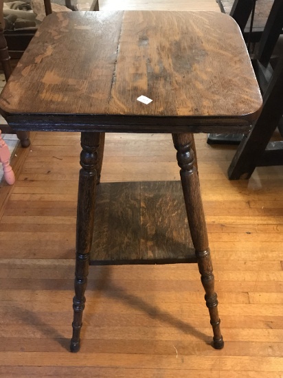 Antique Two Tier Tiger Oak Side Table