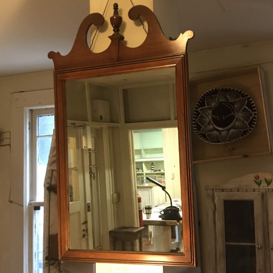 Large Wall Mirror with Decorative Wooden Frame