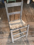 Primitive Wooden Chair with Uniquely Woven Seat