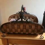 Metal & Woven Oak Magazine Rack