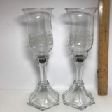 Pair of Pedestal Glass Candle Holders