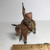 Vintage Tin Dough Boy On Donkey Wind-up Toy
