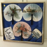 Lot of Vintage Hand Fans Brought Back From Japan in Frame