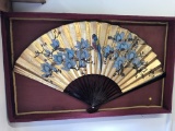 Large Hand Painted Fan in Large Hand Made Shadow Box