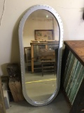 Oval Long Mirror with Painted Wood Frame