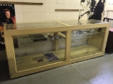 Long Wood & Glass Display Cabinet with open Back & Contents