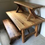 Beautiful Hand Made Hand Crafted 3 pc Dining Table Set Made with Reclaimed Wood