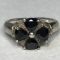 Sterling Silver Onyx Flower Ring Size 7